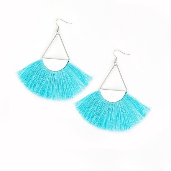 Modern Mayan - Blue Fringe Earrings - Picture 2 of 2